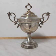 Platerowana cukiernica na nóżce metalowa vintage