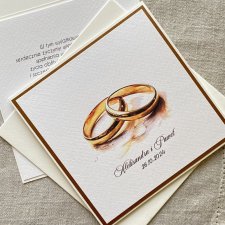 Kartka ślubna ecru dla Pary Młodej – personalizowana z kopertą, W9b
