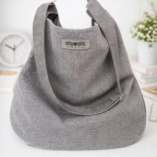 Duża damska XXL torba boho worek shopper szara