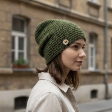 Czapka całoroczna przejściowa cienka bawełna s/m unisex khaki