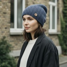 Czapka przejściowa cienka beanie smerf bawełna S/M  jeans