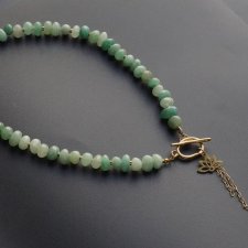 Choker z zielonego awenturynu - Złoty lotos