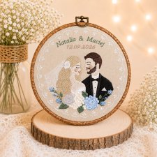 Ślubna, indywidualna dedykacja, haft w oprawie vintage
