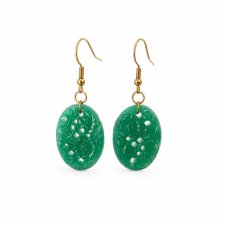 Kolczyki z grawerowanym jadeitem 4,5 cm