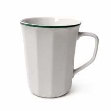 Kubek porcelanowy Chodzież biały z zielonym rantem lata 80 vintage PRL design