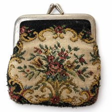 Stara portmonetka gobelinowa w kwiaty lata 50-60 vintage retro portfelik