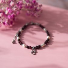 Bransoletka HEARTS z kamieni ✧ granat ✧ perła