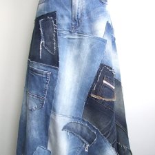 Patchworkowa spódnica jeans r.44