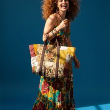 Shopperka patchwork no waste vintage – unikatowa torba handmade