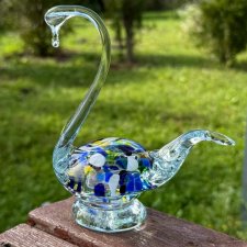 kolorowe szkło artystyczne * szklana figurka łabędź * szkło dekoracyjne * figura