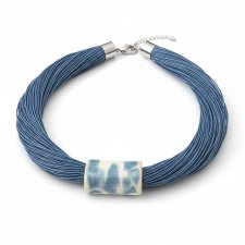 NASZYJNIK LEN NIEBIESKI JEANS z ceramiką 1
