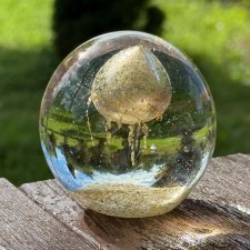 PRZYCISK DO PAPIERU PAPERWEIGHT SZKLANA KULA szkło dekoracyjne * złote UFO 1