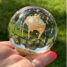 PRZYCISK DO PAPIERU PAPERWEIGHT SZKLANA KULA szkło dekoracyjne * złote UFO 2