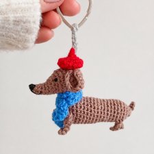 Brelok jamnik w berecie handmade