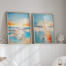 ZESTAW PLAKATÓW 2cz 40x50 cm Abstrakcyjny morski pejzaż  2części (set271)