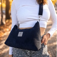 Sztruksowa mini torebka slouchy Czarna