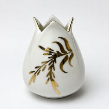 Wazonik pękaty Grafenroda DDR lata 70 porcelana złocenia vintage Mid-Century Modern