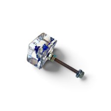 Gałka meblowa kwadracik PEROWSKIA 30 mm - kwiaty w żywicy - Pralines