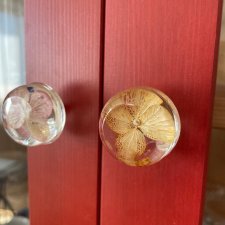 Gałka meblowa pastylka HORTENSJA 30 mm - kwiaty w żywicy - Pralines