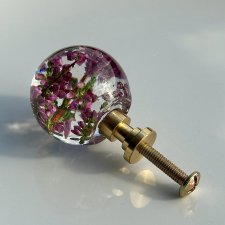 Gałka meblowa WRZOS 40 mm - kwiaty w żywicy - Raindrops Pure