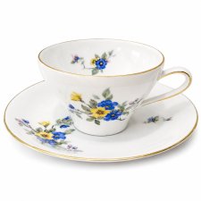 Niemiecka porcelana filiżanka i spodek z kwiatowym motywem