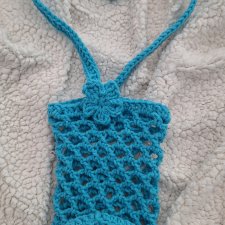 BŁĘKITNE szydełkowe NOSIDEŁKO na butelkę - handmade z kwiatuszkiem