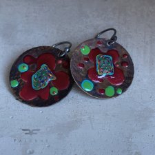 Kolczyki Exotic Flower - Dark Ruby & Turquoise Green