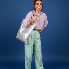 Szara błyszcząca shopperka
