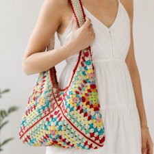 Kolorowa torebka szydełkowa handmade, torba boho