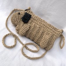 Ręcznie robiona torebka z juty piesek, handmade