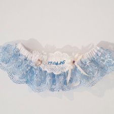 Podwiązka z jedwabiu naturalnego sygnowana personalizowanym haftem - Ida