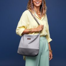 Torebka Boho Bag z szarego weluru – unikatowa torebka handmade na ramię 35 × 35 cm