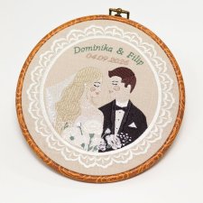 Personalizowana pamiątka ślubna, haft w oprawie vintage
