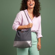 Torebka Boho Bag z szarego weluru – unikatowa torebka handmade na ramię 35 × 35 cm