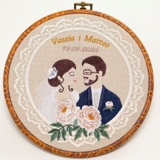 Ślubna, indywidualna dedykacja, haft w oprawie vintage