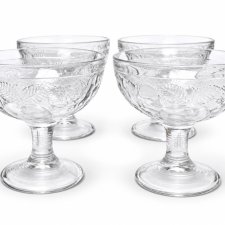 Pucharki Luminarc Francja Fruit Relief Vintage lata 70 sygnowane szkło prasowane owoce
