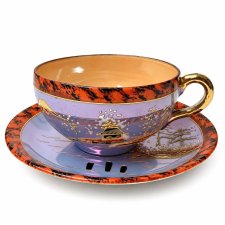 Filiżanka Japonia ręcznie malowana lusterware moriage Made in Japan 1940 r Vintage