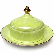 Maselniczka marmurek Włocławek seledynowa złocona Vintage PRL Polski design lata 60
