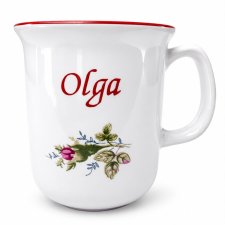 Kubek PRL imieninowy Chodzież "Olga" porcelana kwiaty Vintage