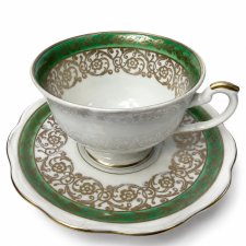 Filiżanka Wawel K. Wałbrzych PRL zielona złocenia Vintage (1/2)