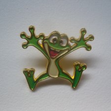 METALOWA EMALIOWANA PIN PRZYPINKA SZALONA ŻABA ŻABKA