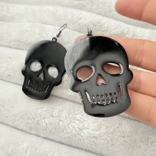 Czarna Czaszka – Mroczne kolczyki wiszące, styl gotycki / alt / halloween