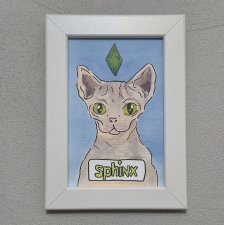 Kot Sfinks - sphinx cat obrazek grafika - handmade - ręcznie malowana
