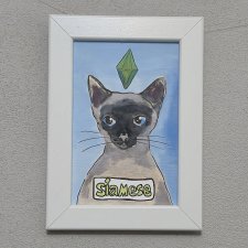 Kot Syjamski - the sims - grafika obrazek ręcznie malowany