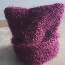 czapka moher handmade bordo