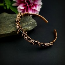 Miedziana bransoleta cuff z onyksem