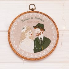 Haft ślubny w tamborku 20 cm, indywidualna pamiątka ślubna, rocznicowa 59