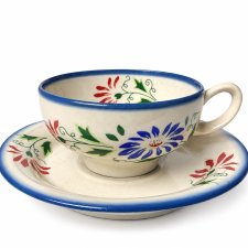 Filiżanka Chodzież lata 60-70 beżowa kwiaty folk PRL (3/5)