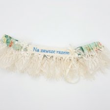 Podwiązka z jedwabiu naturalnego sygnowana personalizowanym haftem - Ria