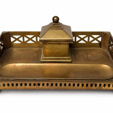 Kałamarz mosiądz Art Deco garnitur mosiężny przybornik gabinetowy Vintage